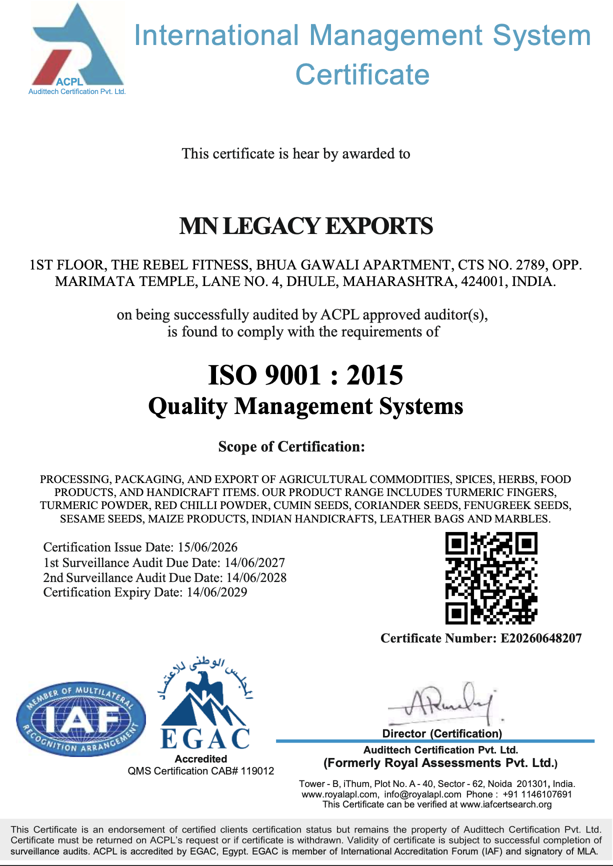 ISO Certificate